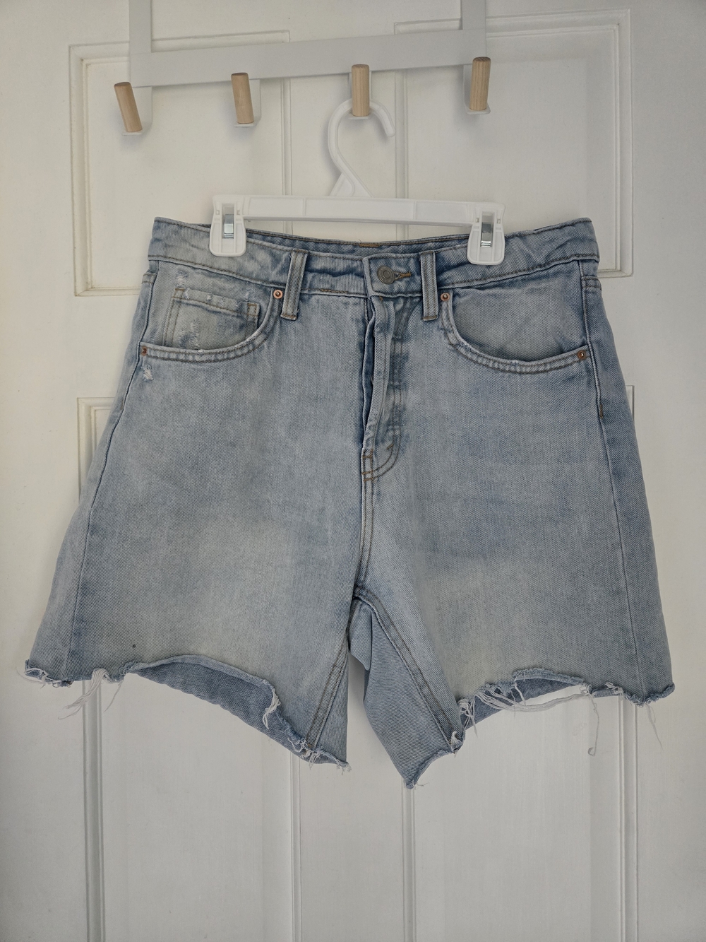 wild fable Light Wash High-Rise Frayed Denim Shorts